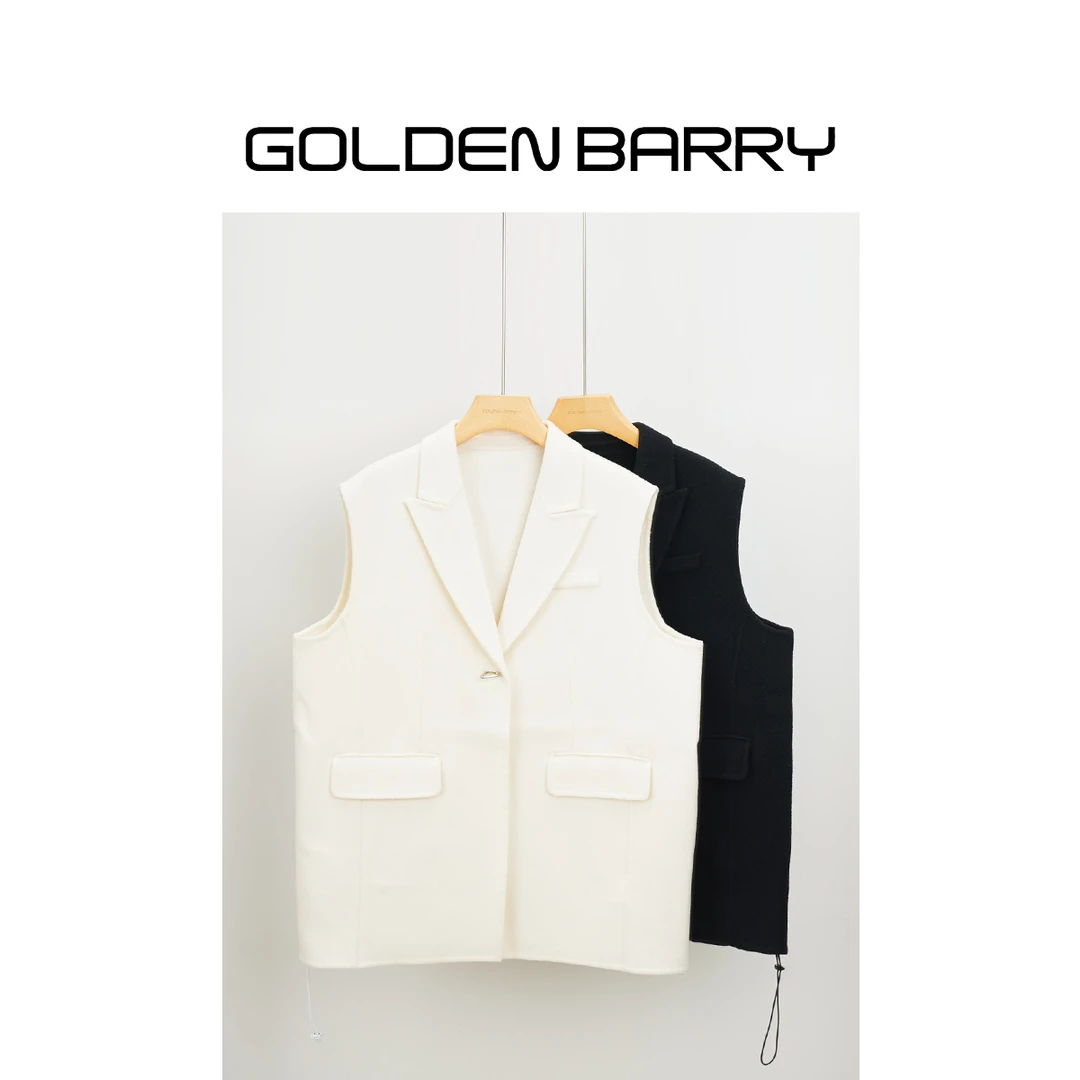 GOLDENBARRY【年终孤品】123069毛呢秋季简约通勤宽松针织拼接马甲