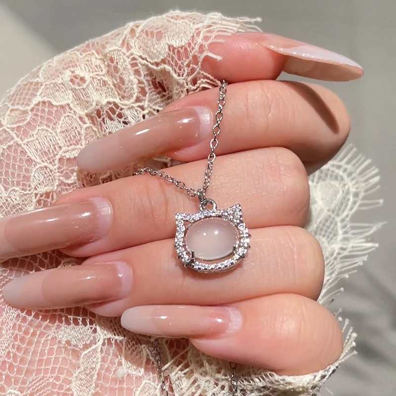 Jusong klein 钛钢项链 猫咪项链女时尚气质小众设计感锆石锁骨链