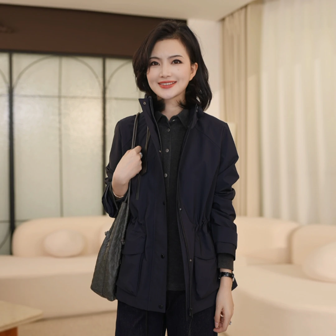枫竺阿楠anan户外风工装立领收腰显瘦系带风衣秋季万能百搭外套女
