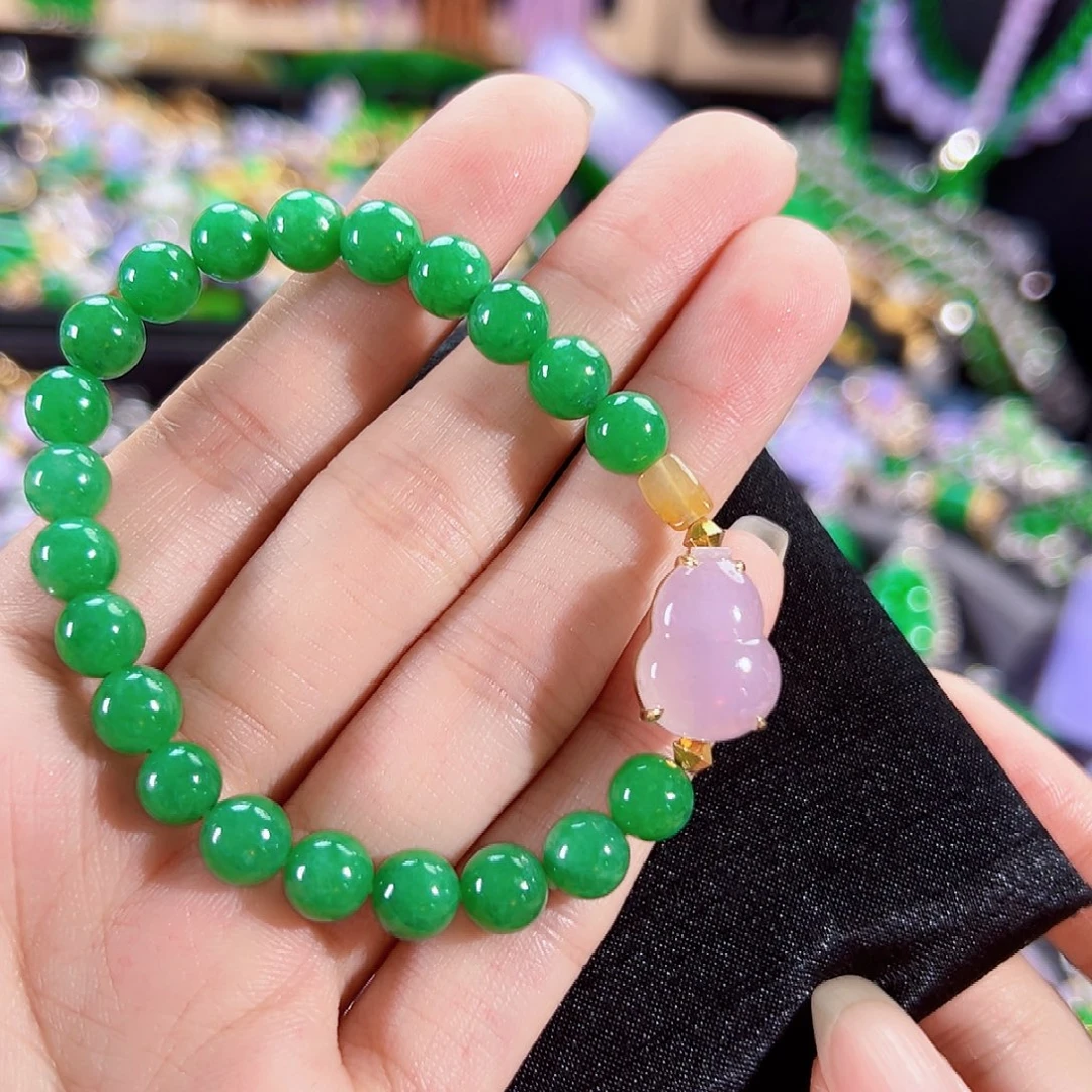 翡翠18K金镶嵌手串签收后24小时鉴赏期