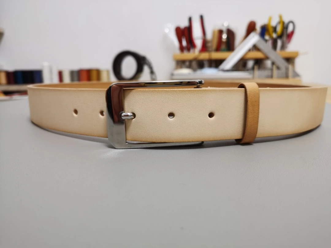 原色休闲系列白色手工腰带百搭意大利头层牛皮男女养牛真皮皮带