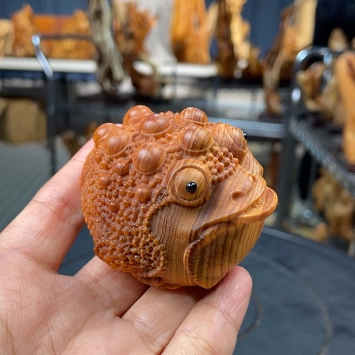 柏木（崖柏）手把件金蟾