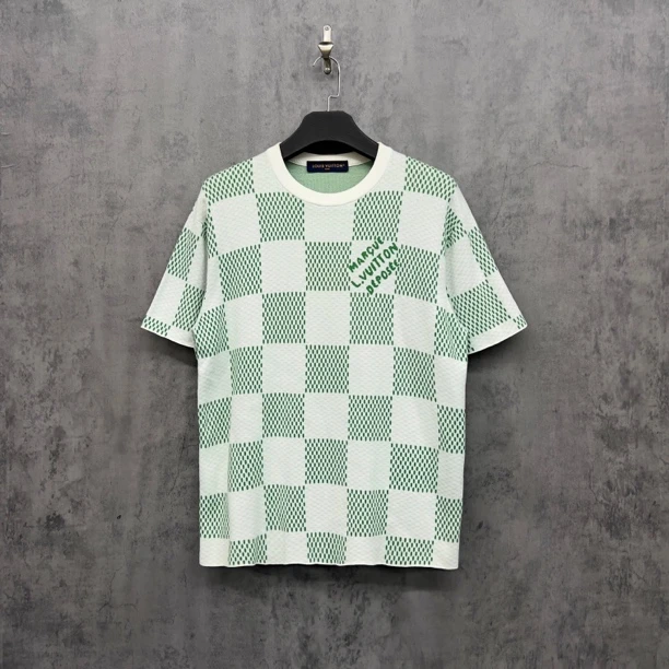 99新 LouisVuitton/路易威登 Lv满棋盘格Logo针织短袖/WK007/M码