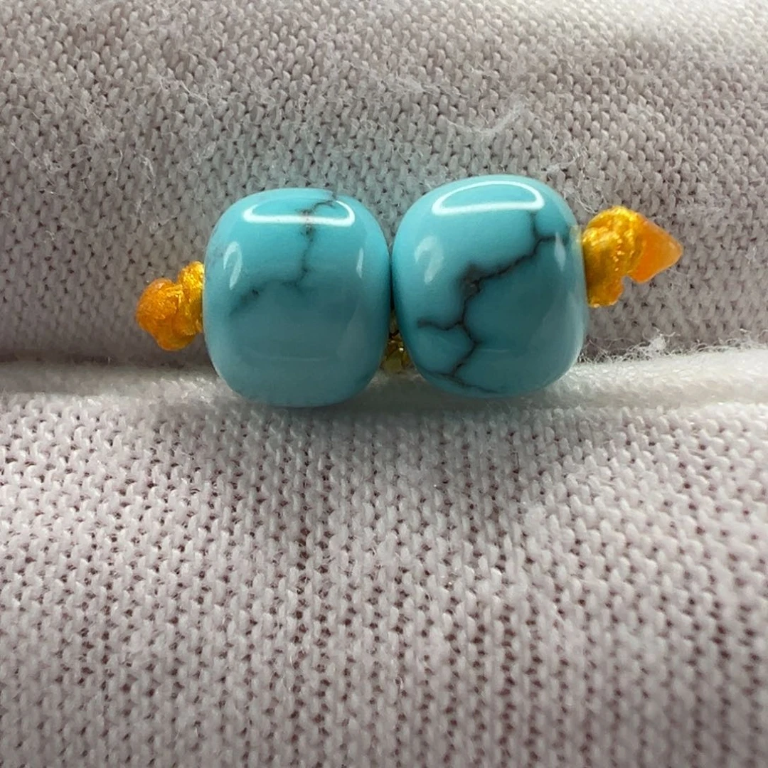 绿松石未镶嵌老型对珠6.5