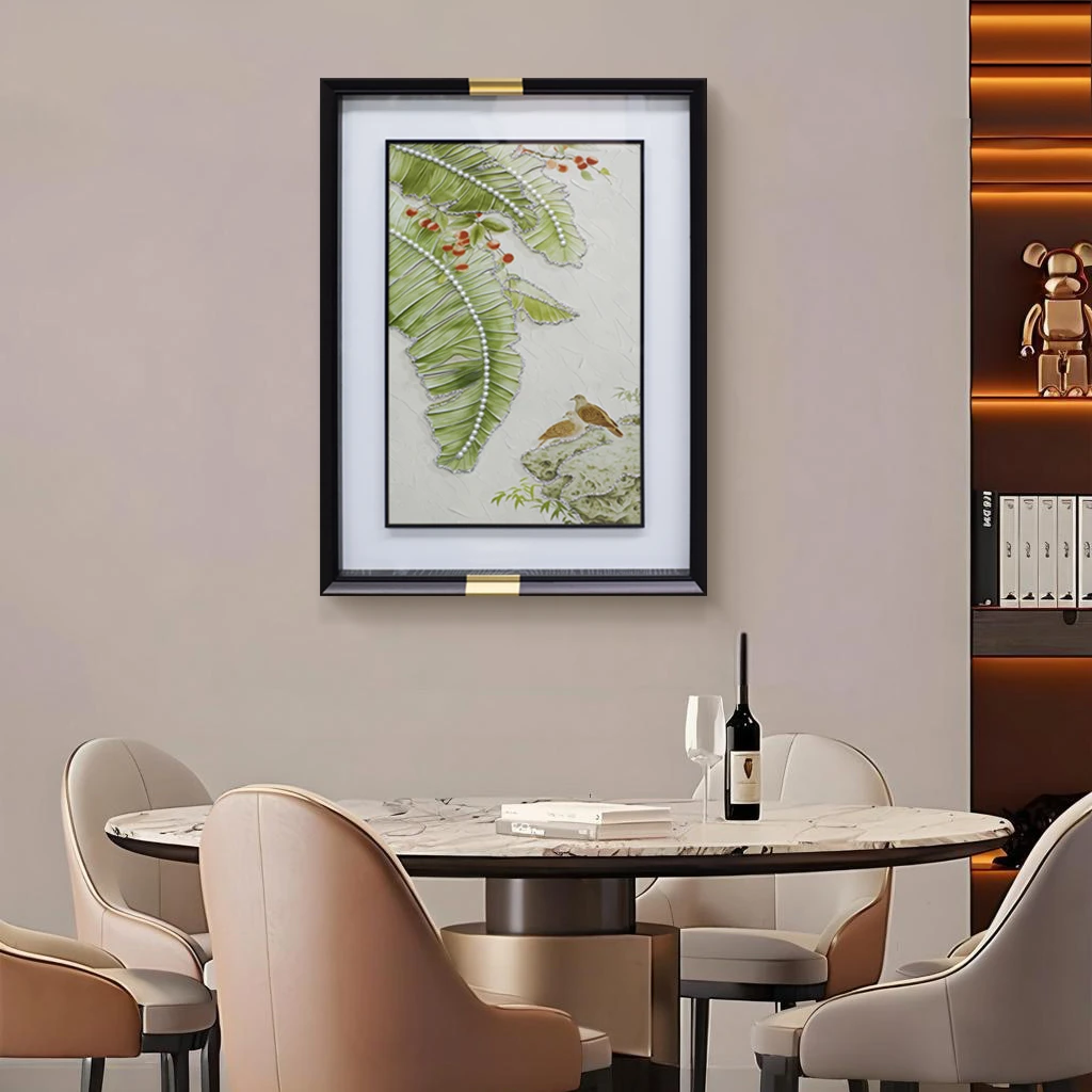 家大业大客厅入户玄关装饰画现代简约立体镶嵌过道寓意好叶子6080