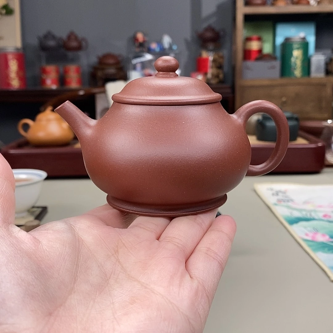 茶壶紫砂羊角山紫泥半手莲池古式160cc