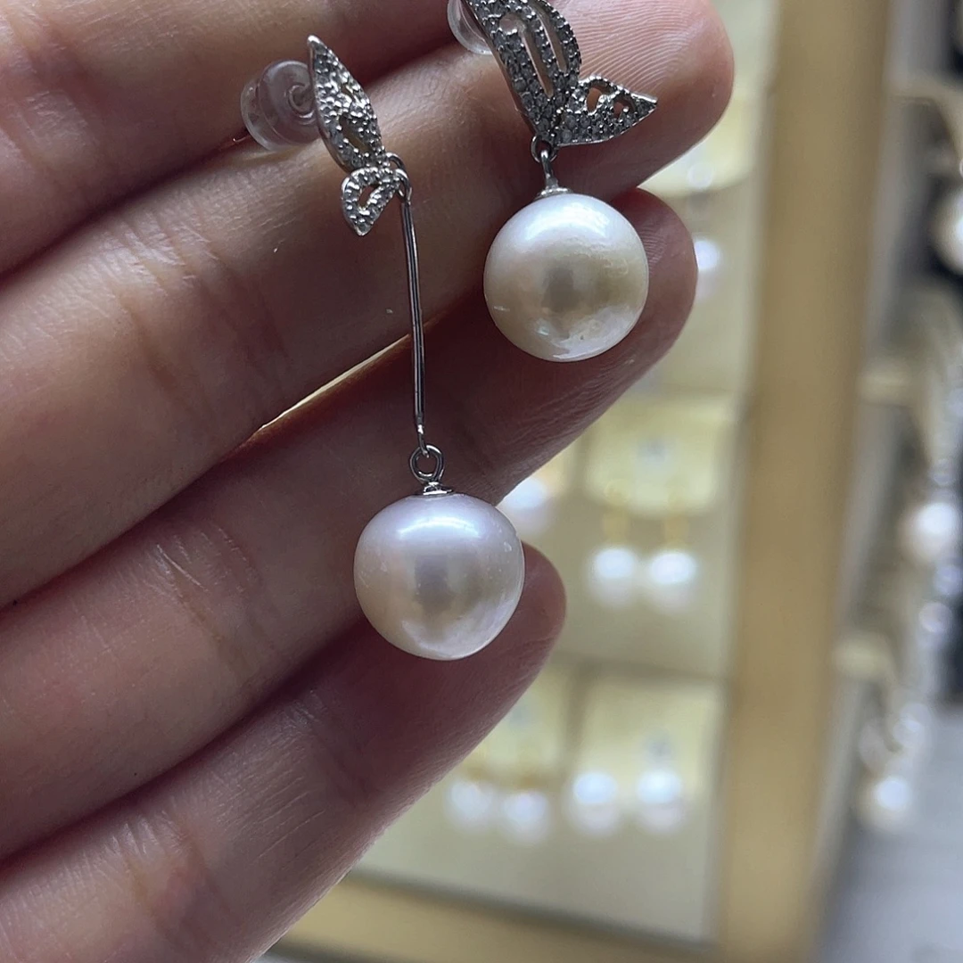 淡水珍珠耳饰银S925镶嵌