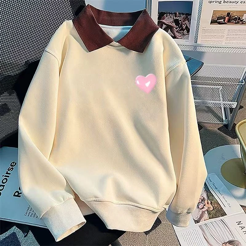 【娜姐家】春季翻领拼色韩版休闲卫衣