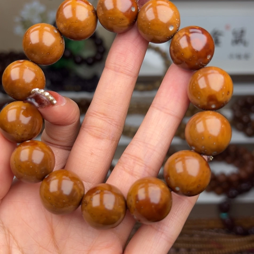 紫金鼠手串漠*卡16.6半实心光珠