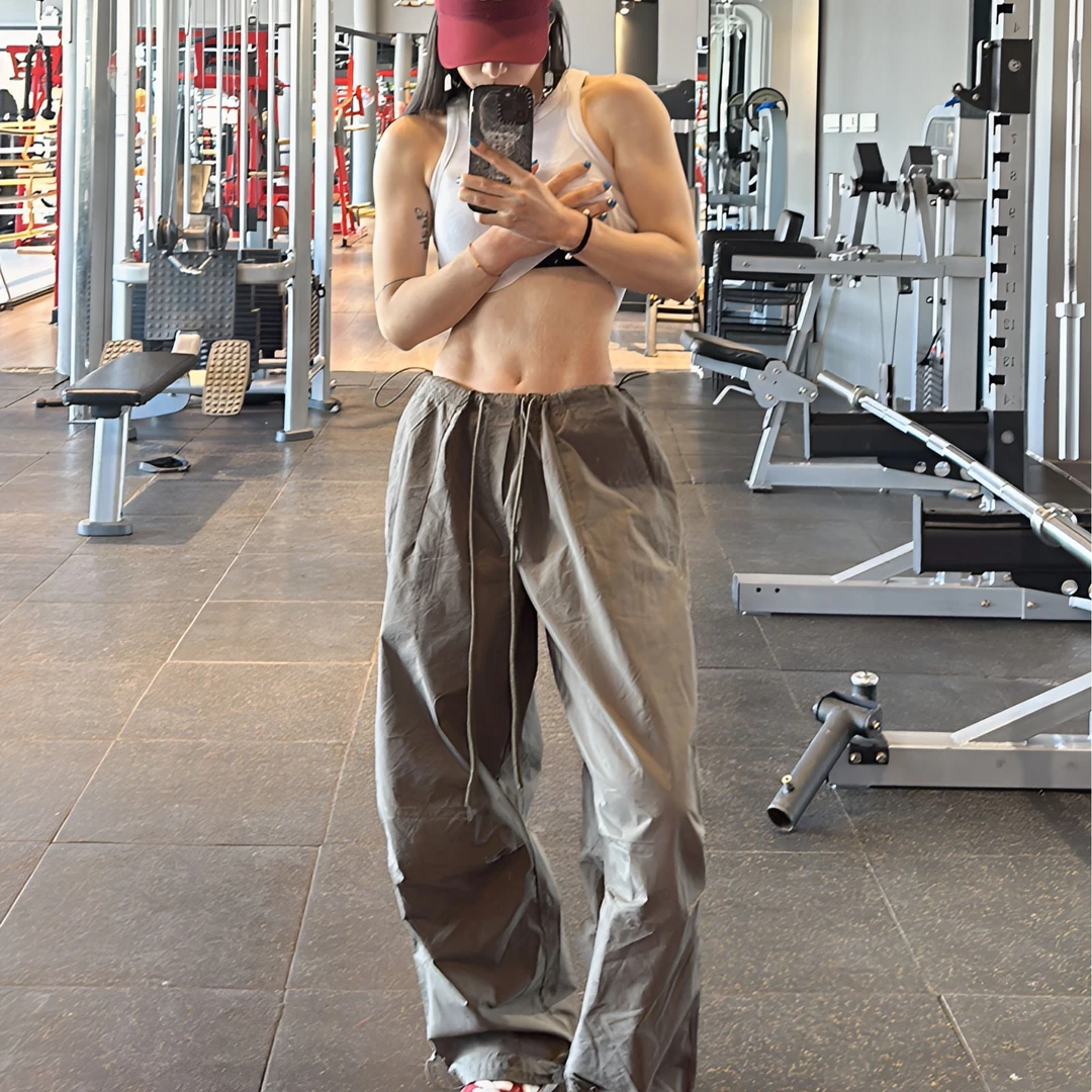 【纸片裤】夏季款速干工装裤裤子宽松直筒健身休闲裤日常美式穿搭