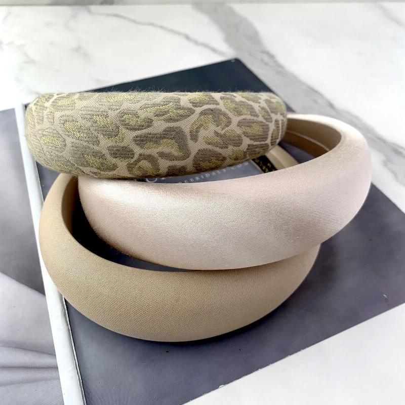 2025秋冬新款豹纹卡其色高颅顶发箍高级感厚海绵头箍洋气压发卡女