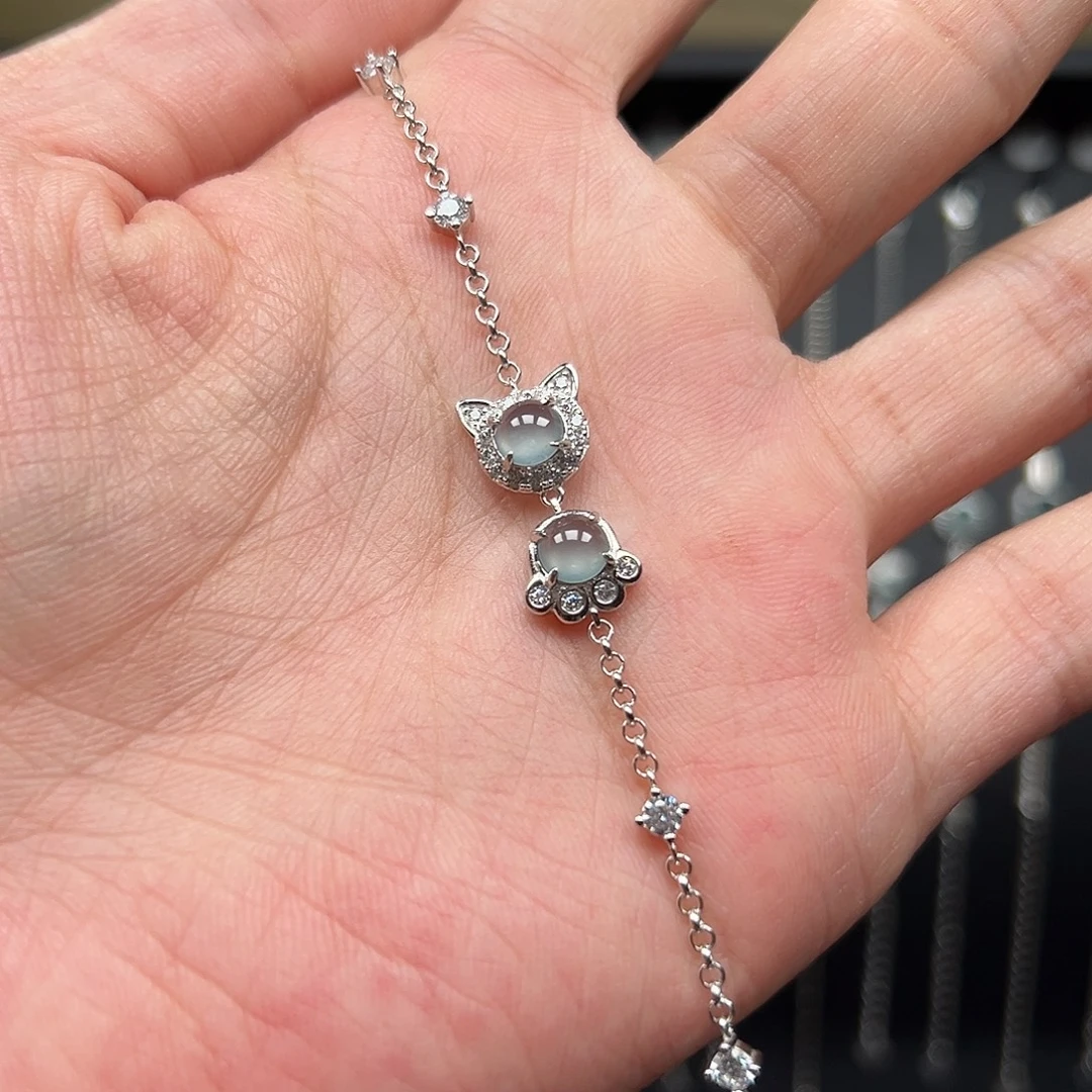 翡翠银S925镶嵌手链