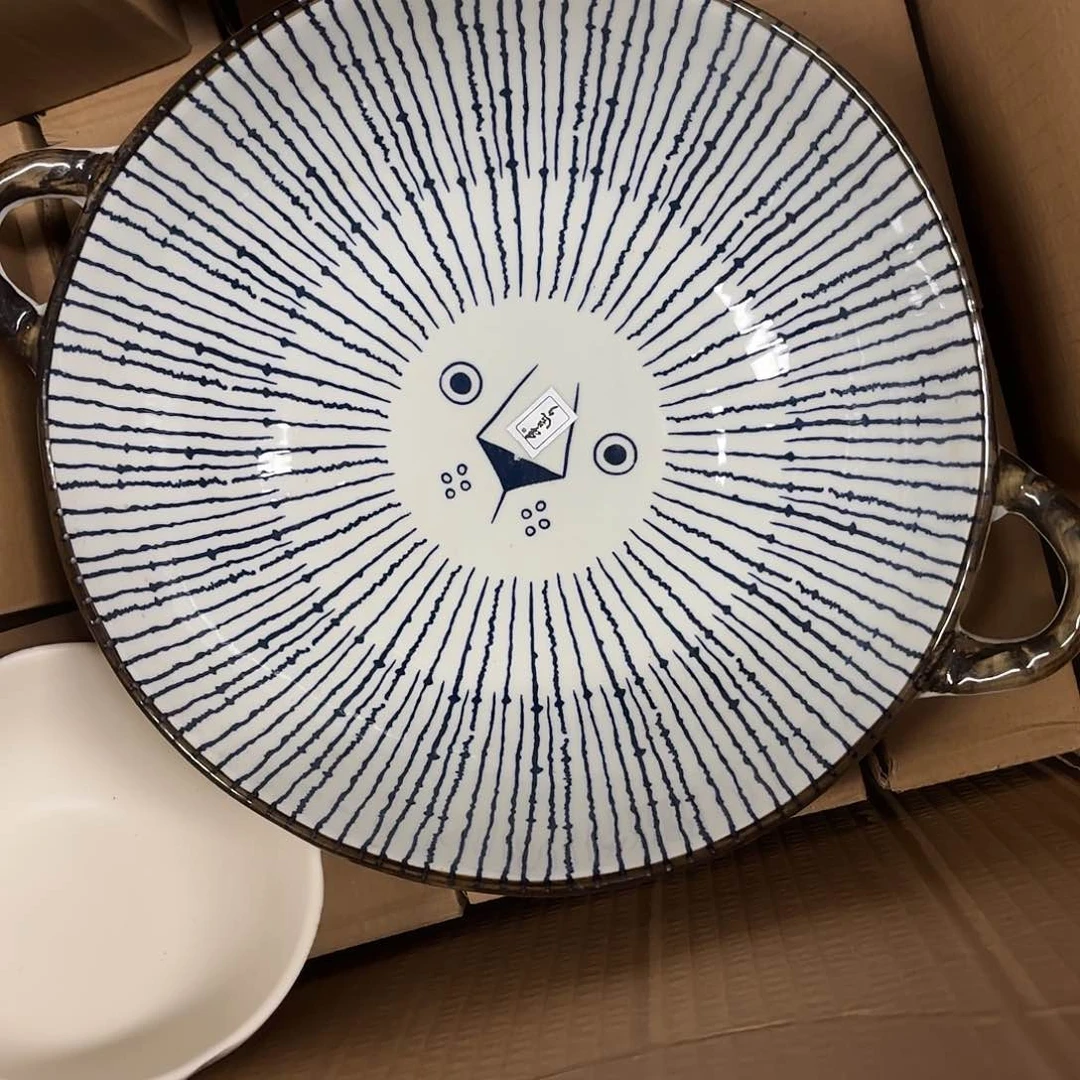 稻谷壳狮子双耳大汤盆