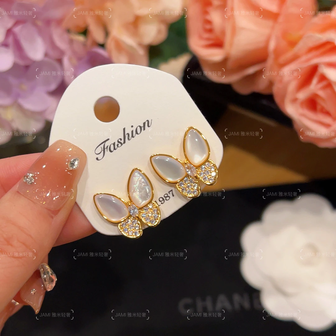 镀K金 Jami 贝壳蝴蝶轻奢耳环超仙气质优雅时尚高级
