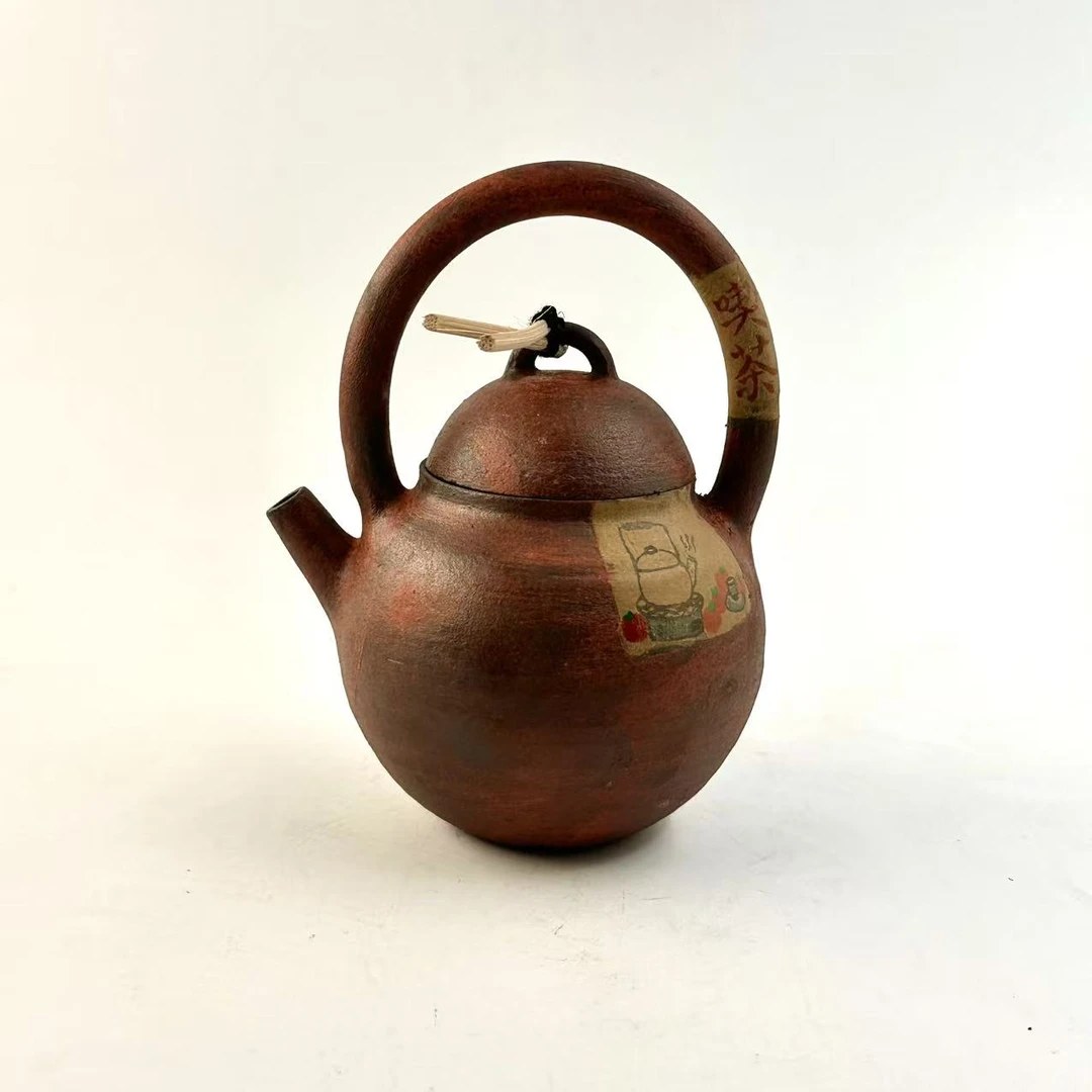 【甘石陶艺】复古全手工提梁泡茶壶130ML纯手工陶瓷手工茶壶