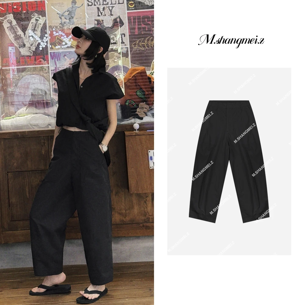 M.SHANGMEI.Z/沐熙【黑曜神裤】美大哥显高工装九分休闲裤X052528