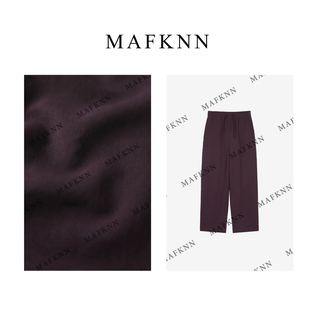 MAFKNN/玛肯时尚休闲简约纯色百搭系带松紧腰休闲裤MK12551