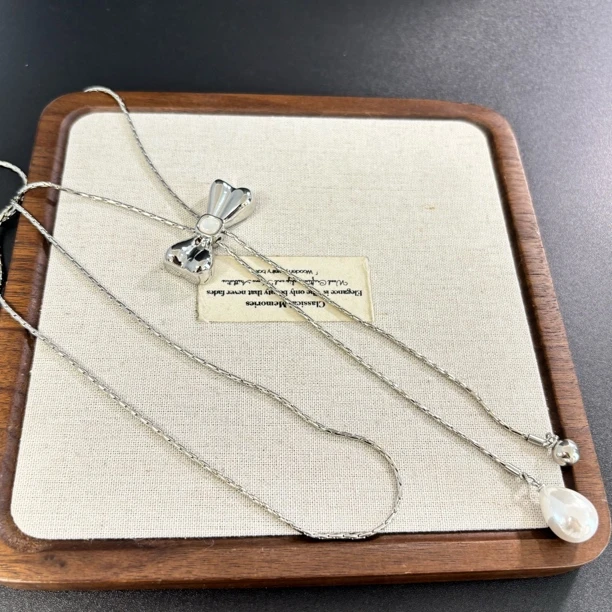 铜合金项链 蝴蝶结抽拉项链XL3770