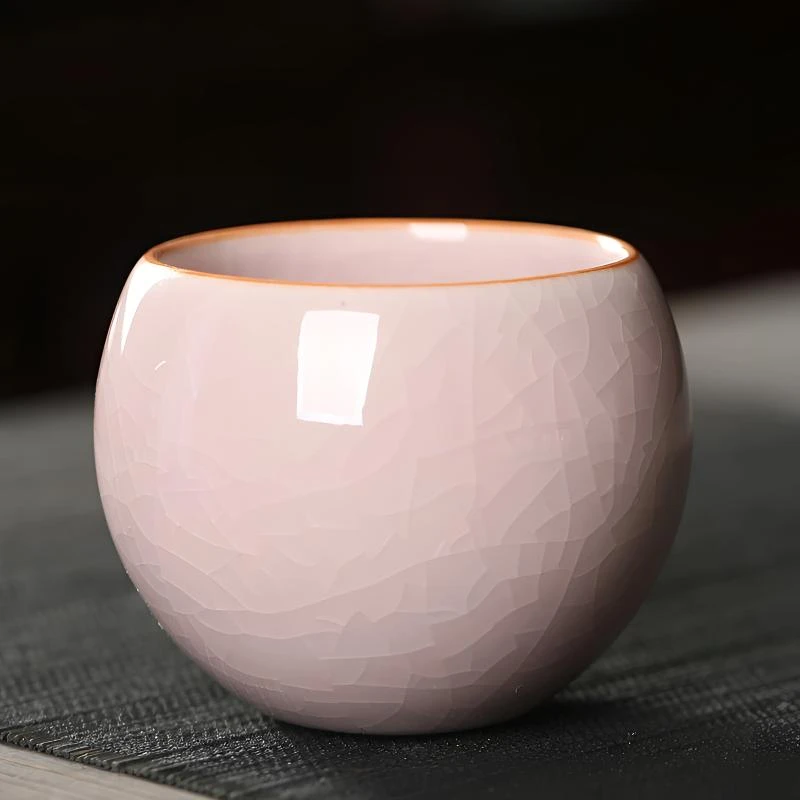 汝窑白瓷主人杯功夫茶具个人品茗杯开片可养家用男女主人茶杯单杯