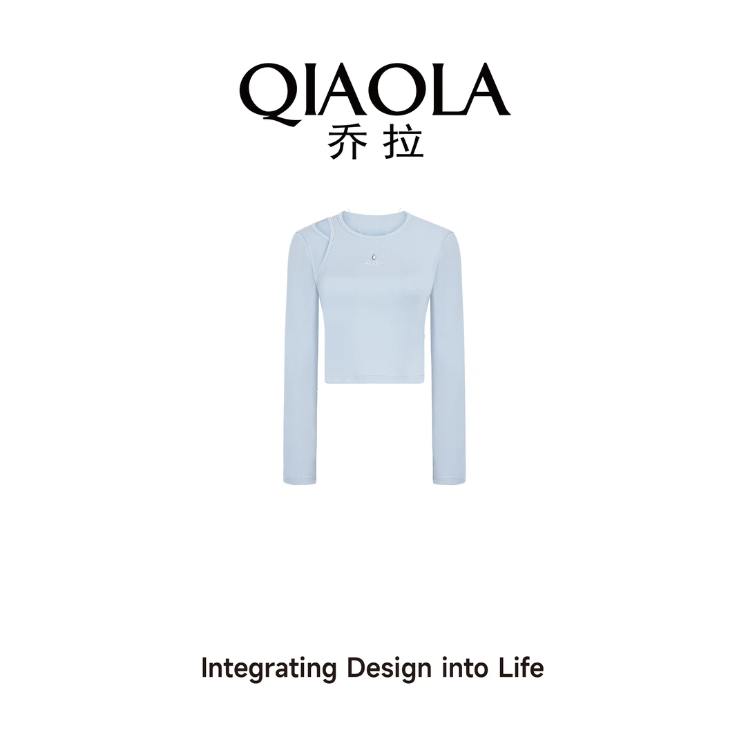 QIAOLA/乔拉【海盐汽水】春针织圆领正肩设计简约气质百搭上衣预售