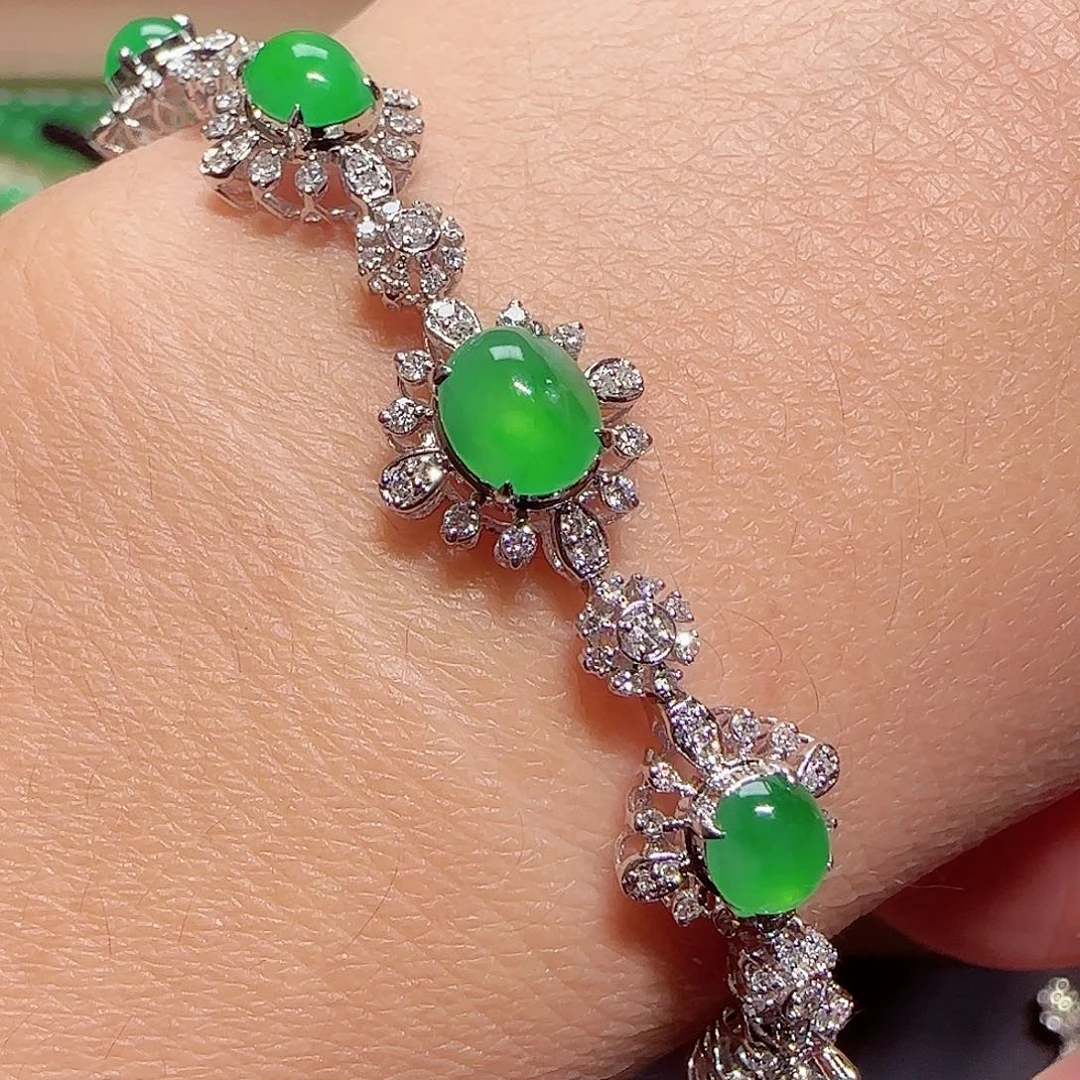 翡翠18K金镶嵌手链