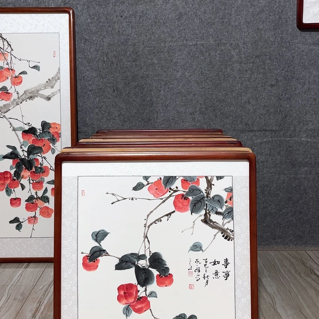 国画书画作品带框63×63