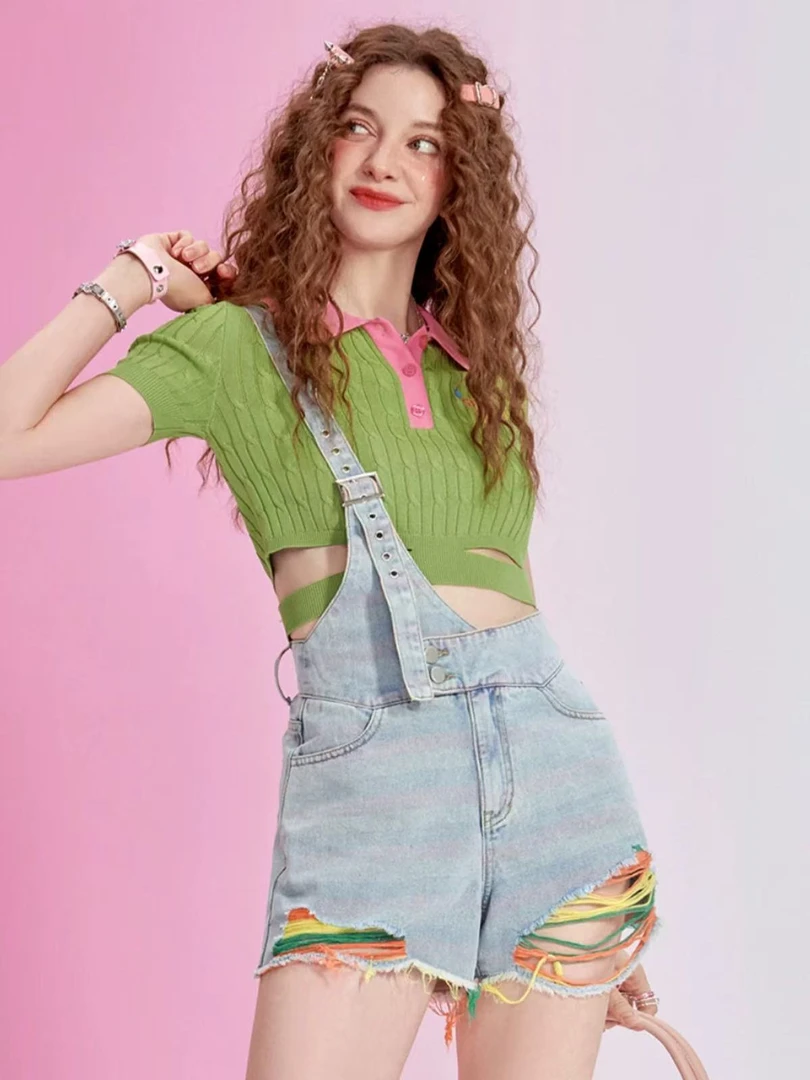 毛边 解构单肩短裤