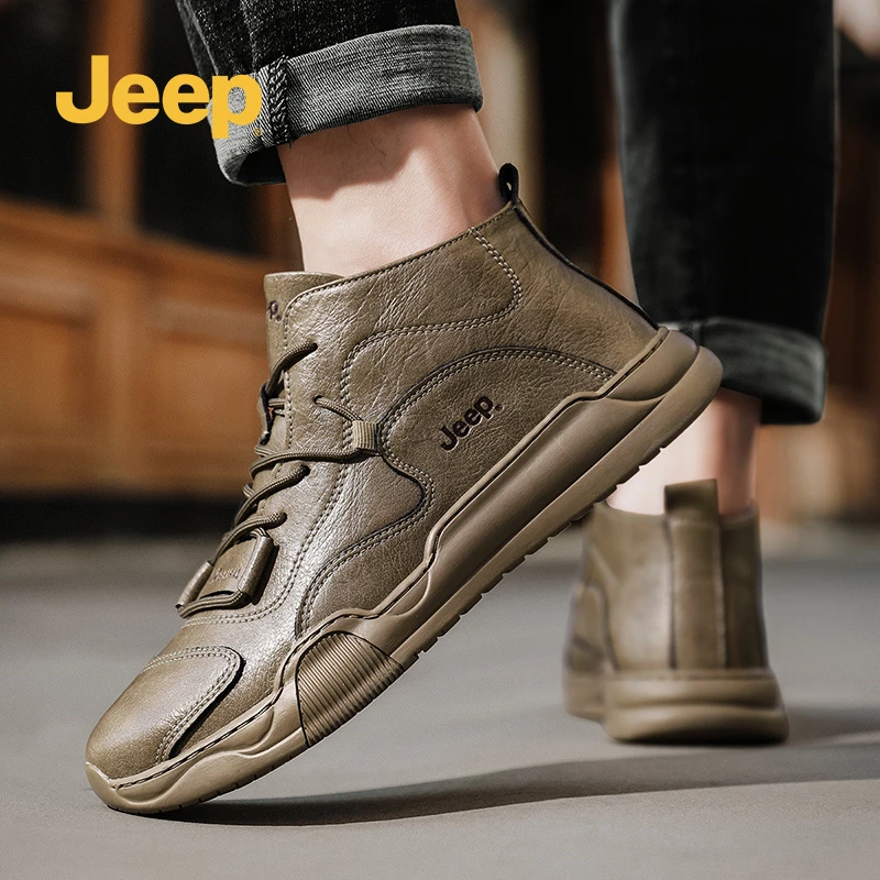 jeep吉普男士真皮马丁靴2025春季新款休闲运动英伦风高帮工装鞋
