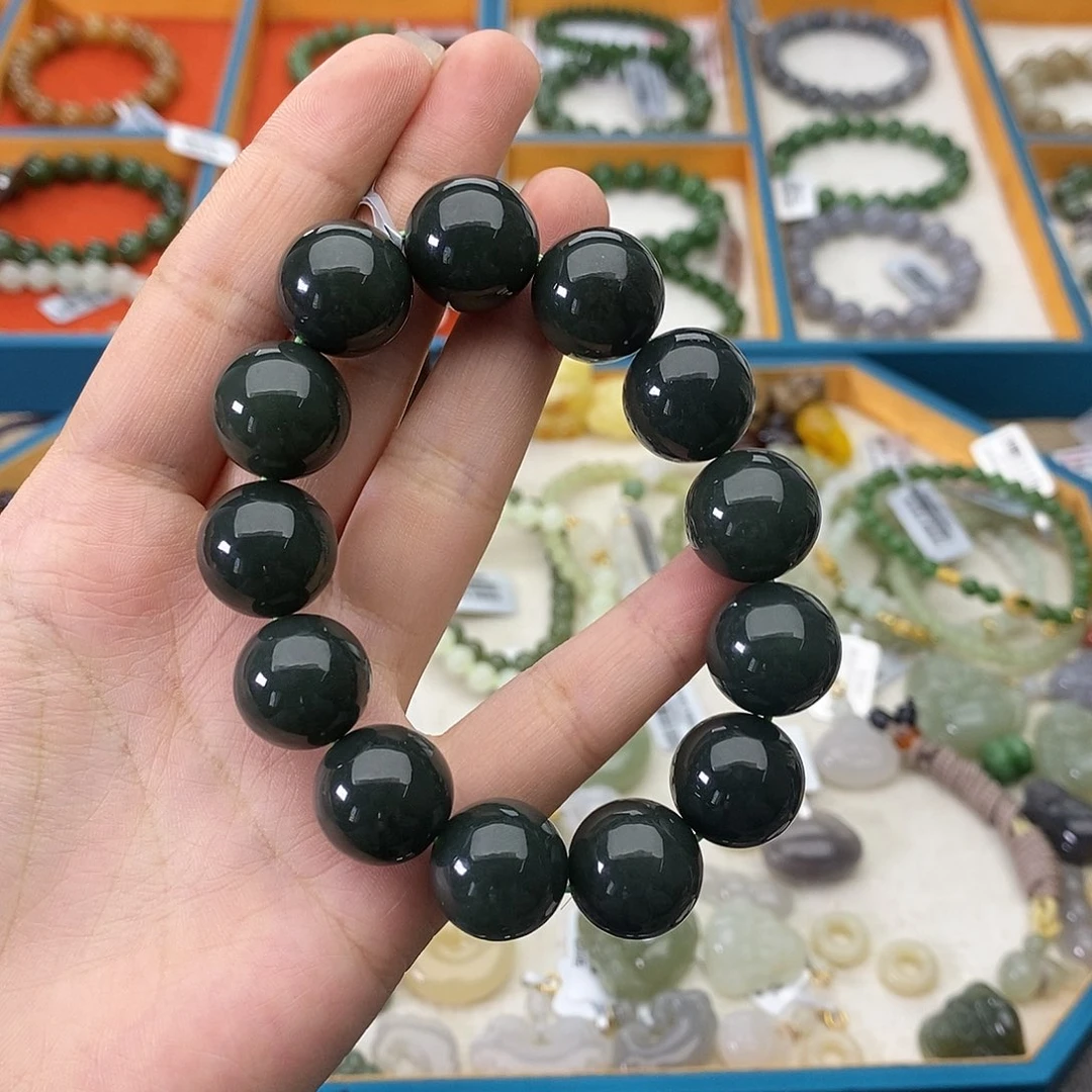 和田玉未镶嵌手链w12且末蓝16mm