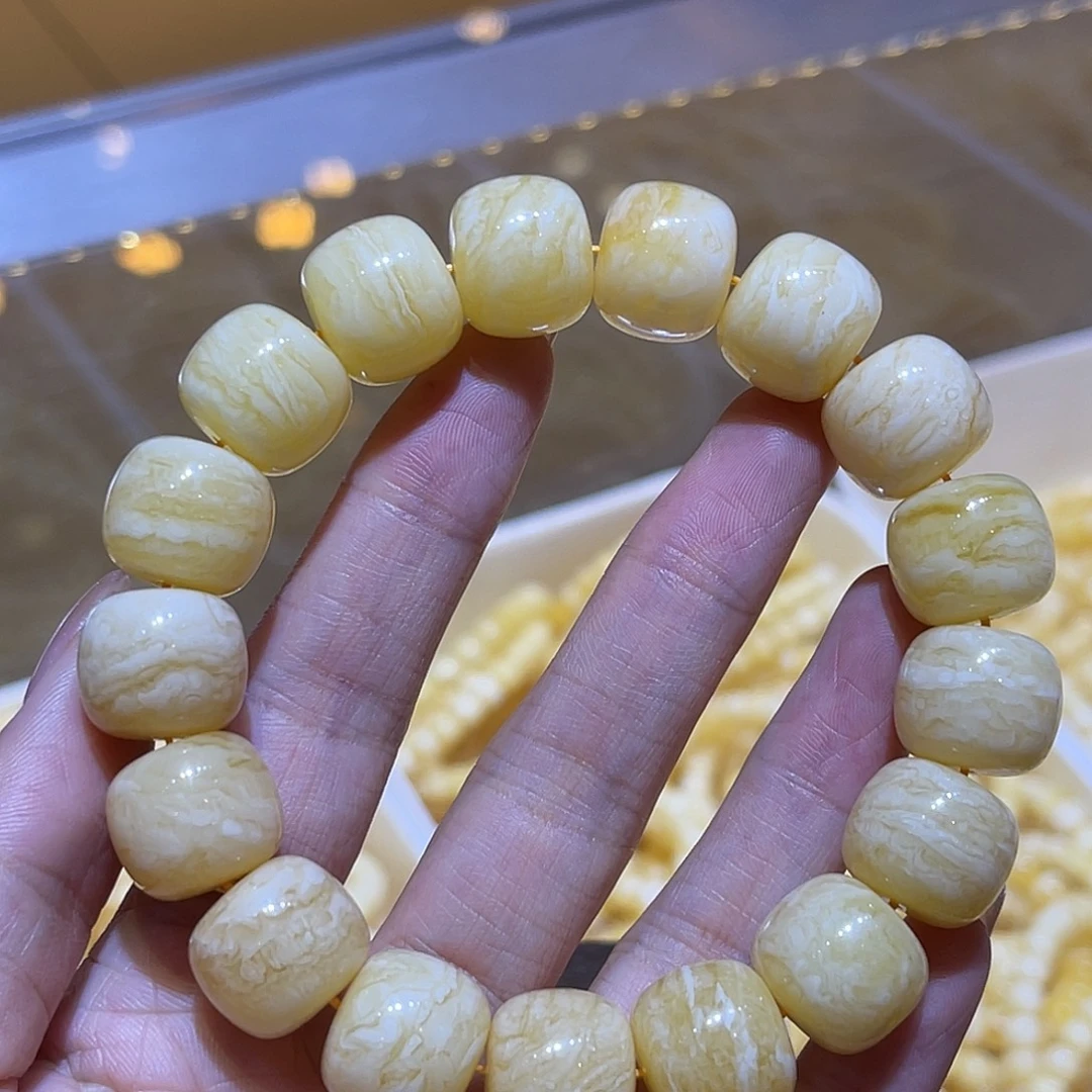 琥珀未镶嵌手链蜜蜡手串15.5