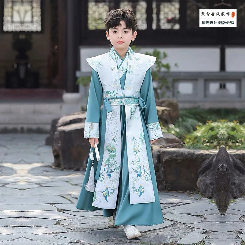 【原创广孝】男童2025新款春夏儿童汉服古装套装大童帅气国风唐装