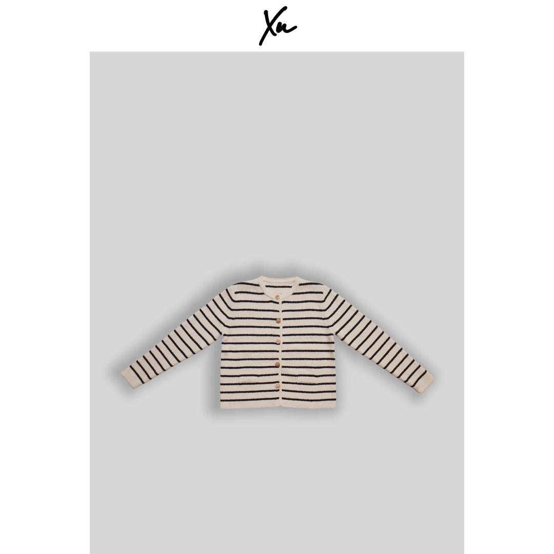 XU STUDIO 纱条纹肌理感针织开衫