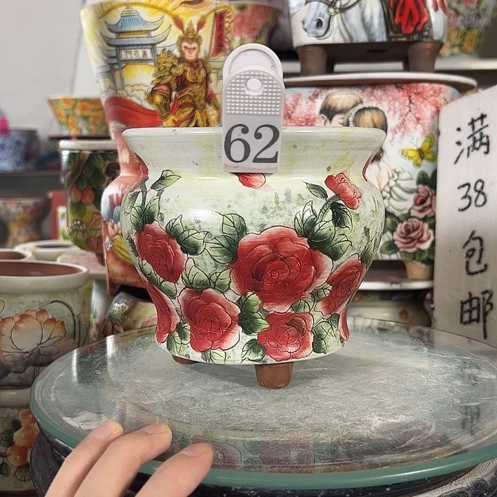 景德镇手绘花盆满38包邮