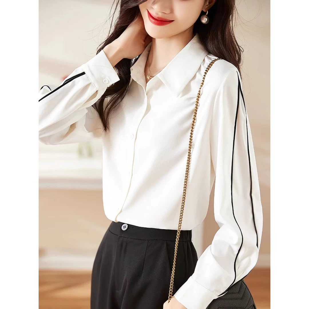 清仓捡漏一线大牌专柜商场撤回剪标女装气质撞色线条设计感衬衫春