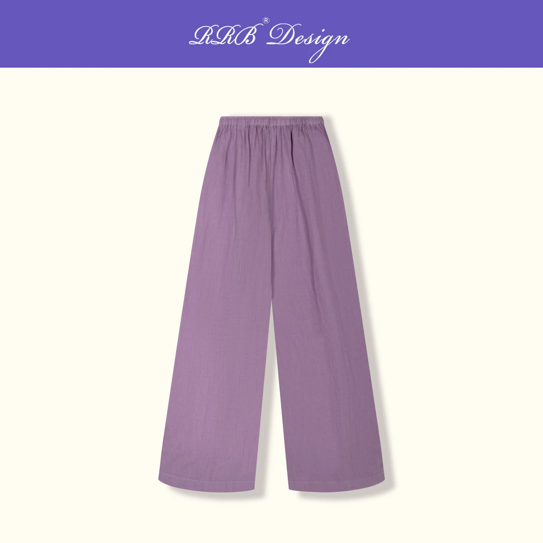 RRB Design「明快夏日」松弛感苎麻直筒裤宽松百搭松紧腰阔腿裤长裤