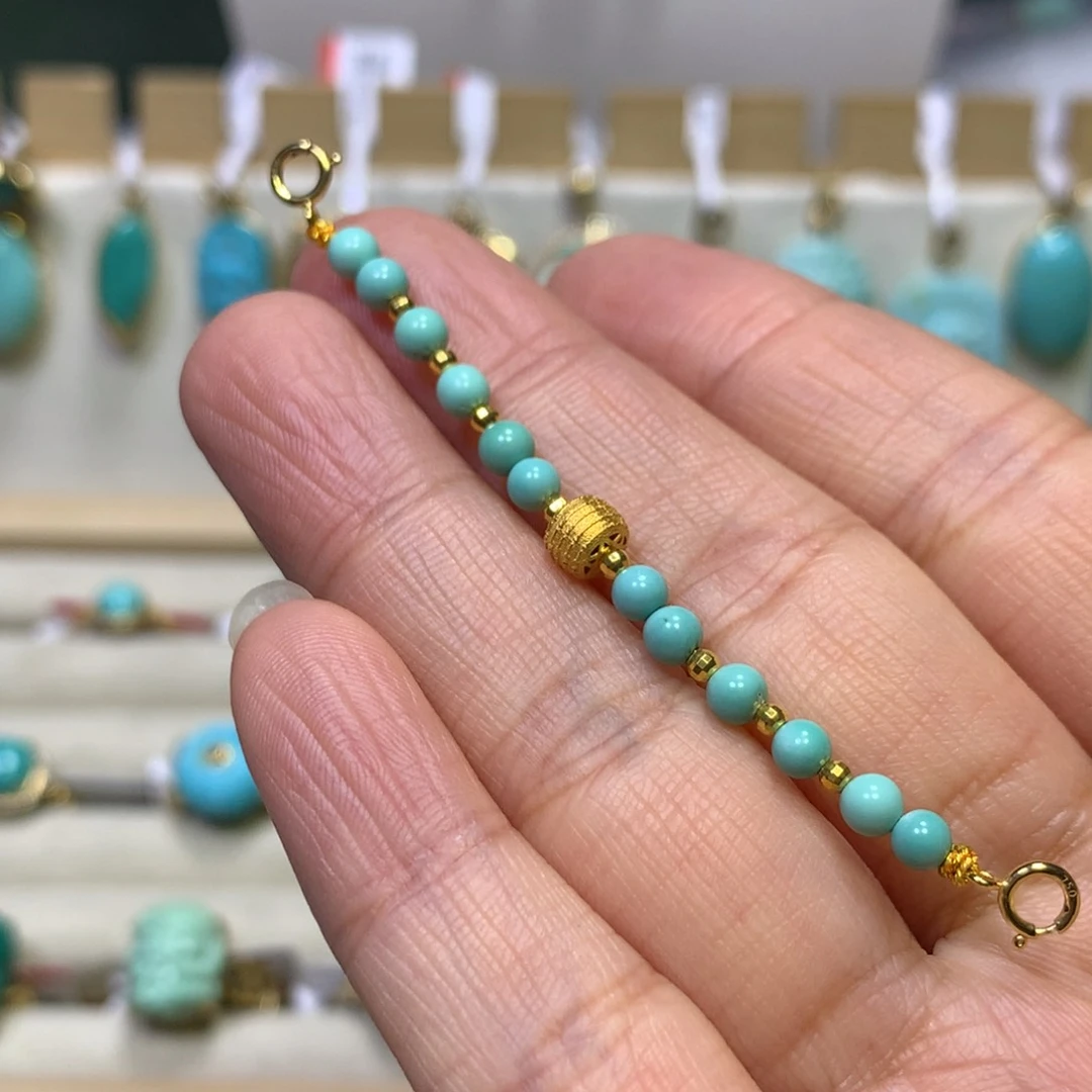 绿松石延长链18K金镶嵌