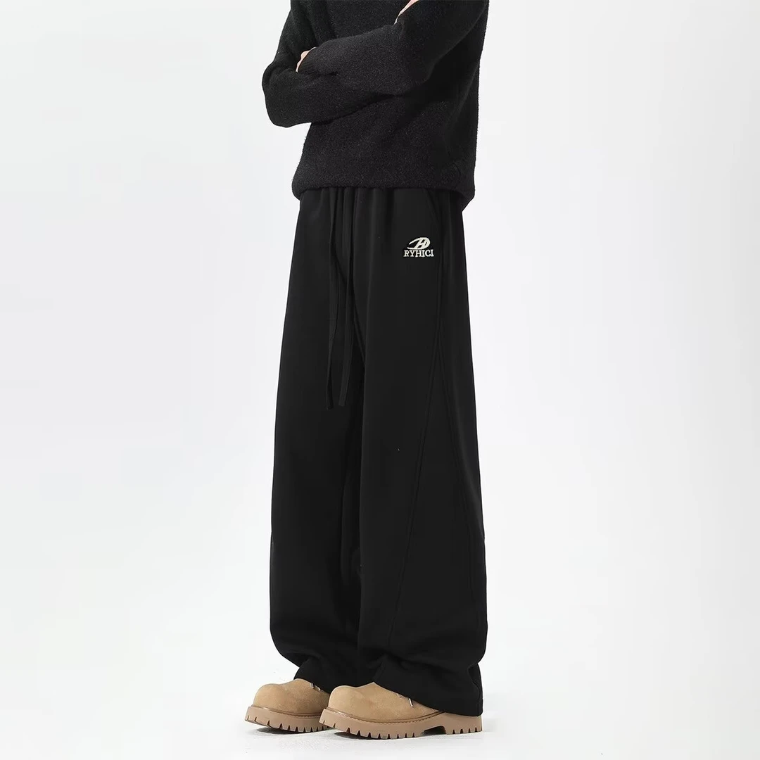 印花直筒常规款运动风微弹卫裤休闲裤时尚加绒高街