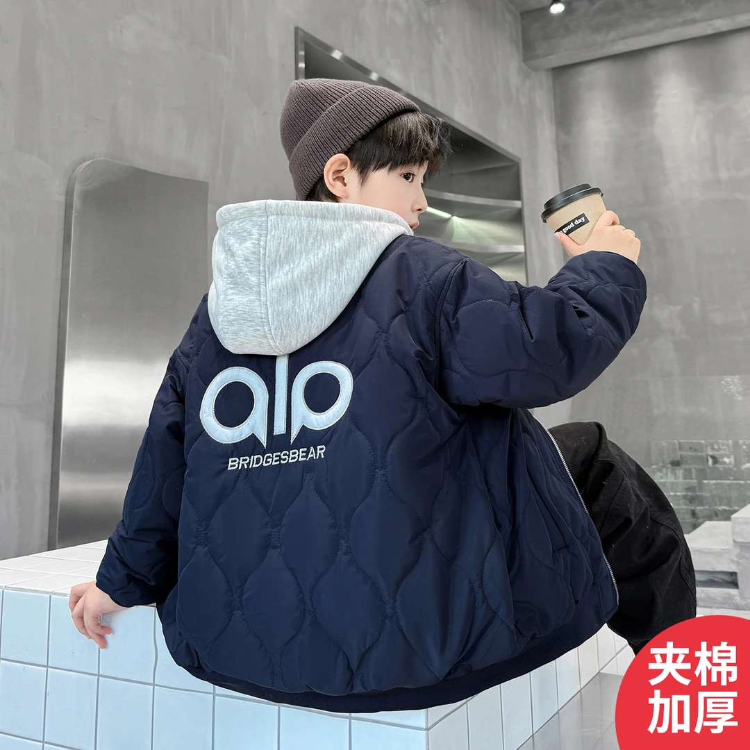 男童秋冬装棉衣外套加绒加厚2025新款男孩大童冬款棉服棒球服棉袄