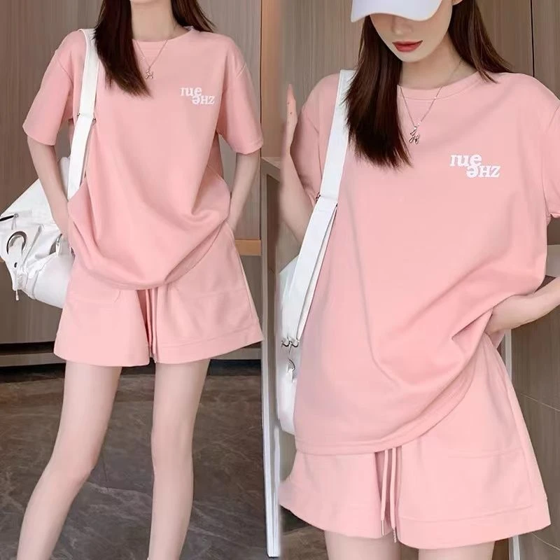 运动休闲套装女夏季穿搭一整套新款小个子宽松短袖短裤两件套