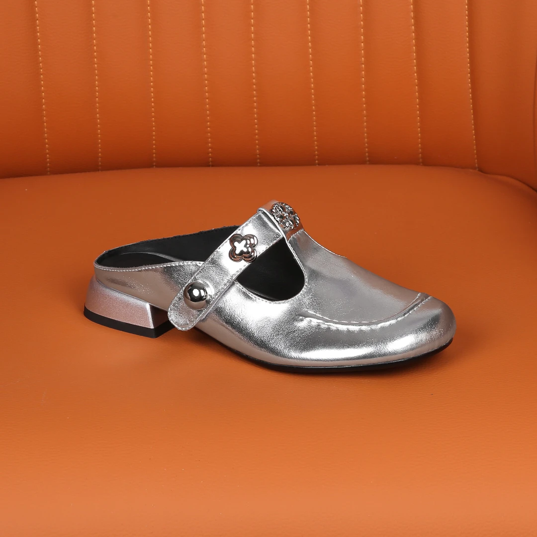 2025新款设计师夏季舒适时尚百搭气质芒果头镂空低跟半拖鞋530