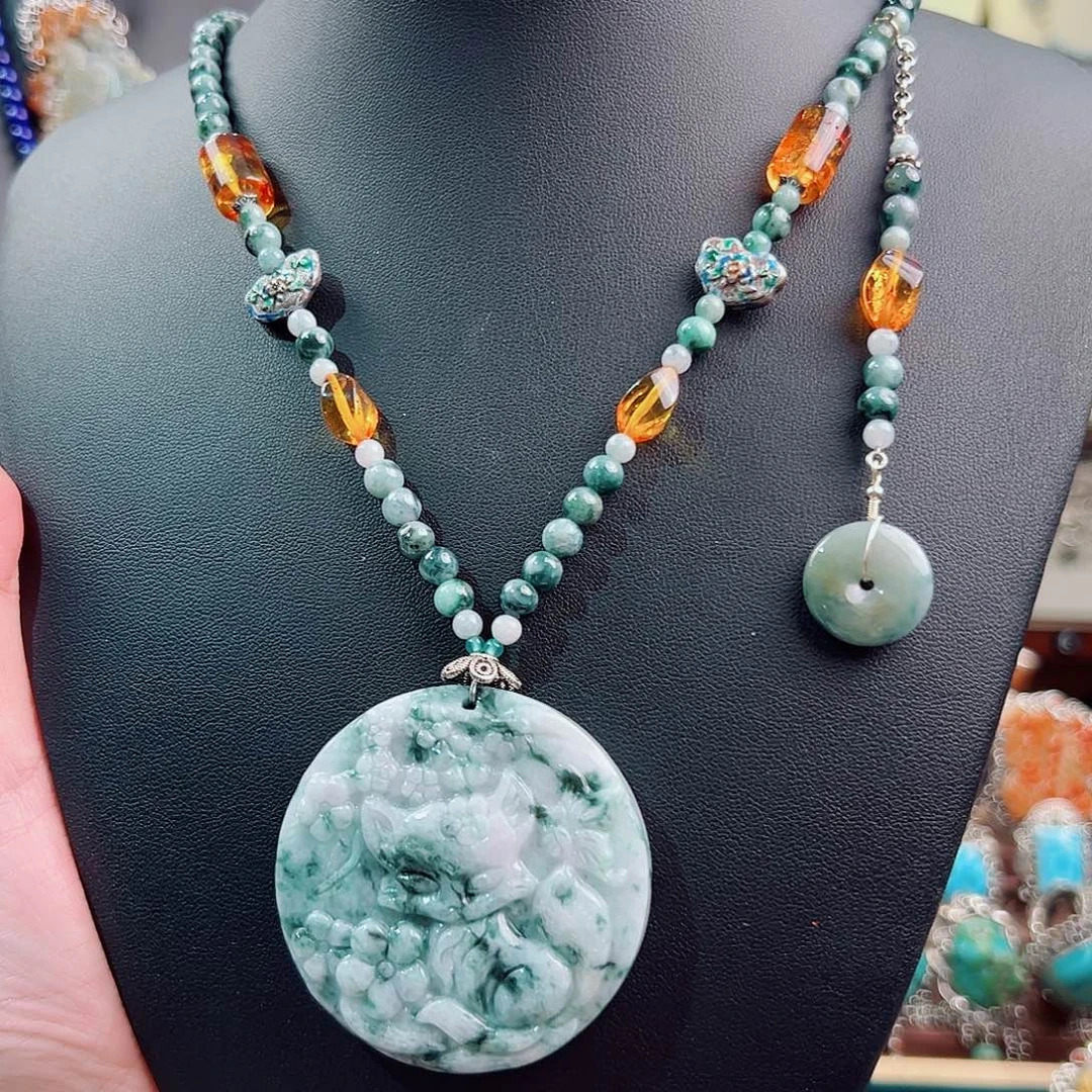 翡翠未镶嵌项链项链