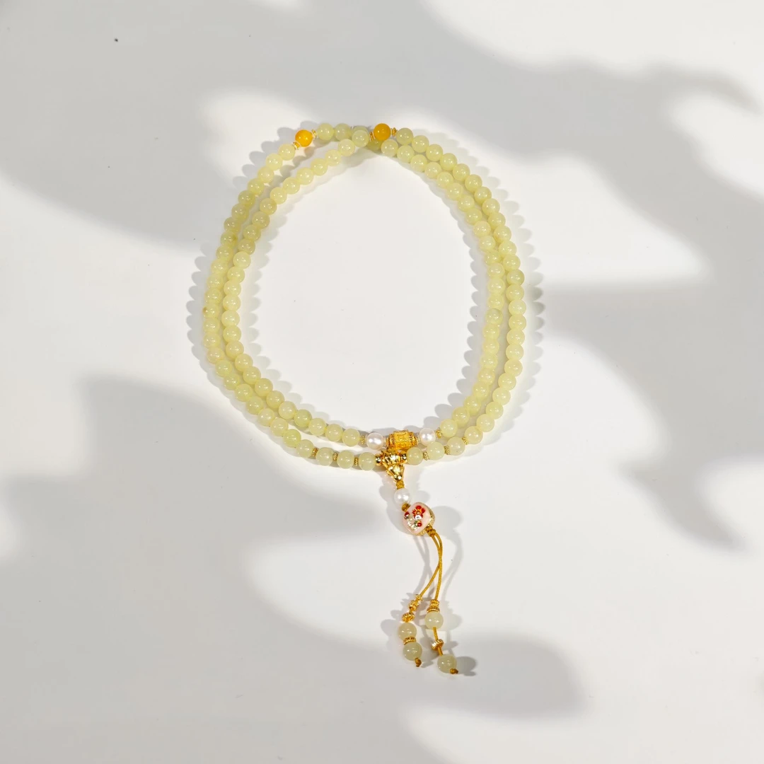 【普陀山欢喜】0801 和田玉DIY项链约5mm（发货多样性一件）G34432