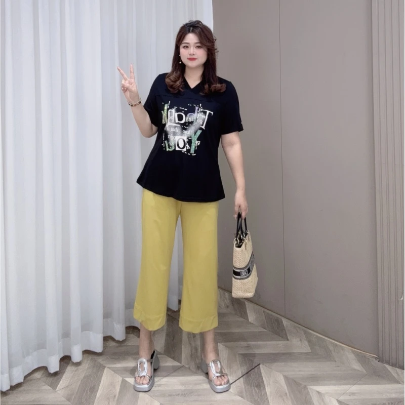 PWD33025【现货仅裤子】夏季新款大码百搭高腰糖果色休闲裤【裤长84】