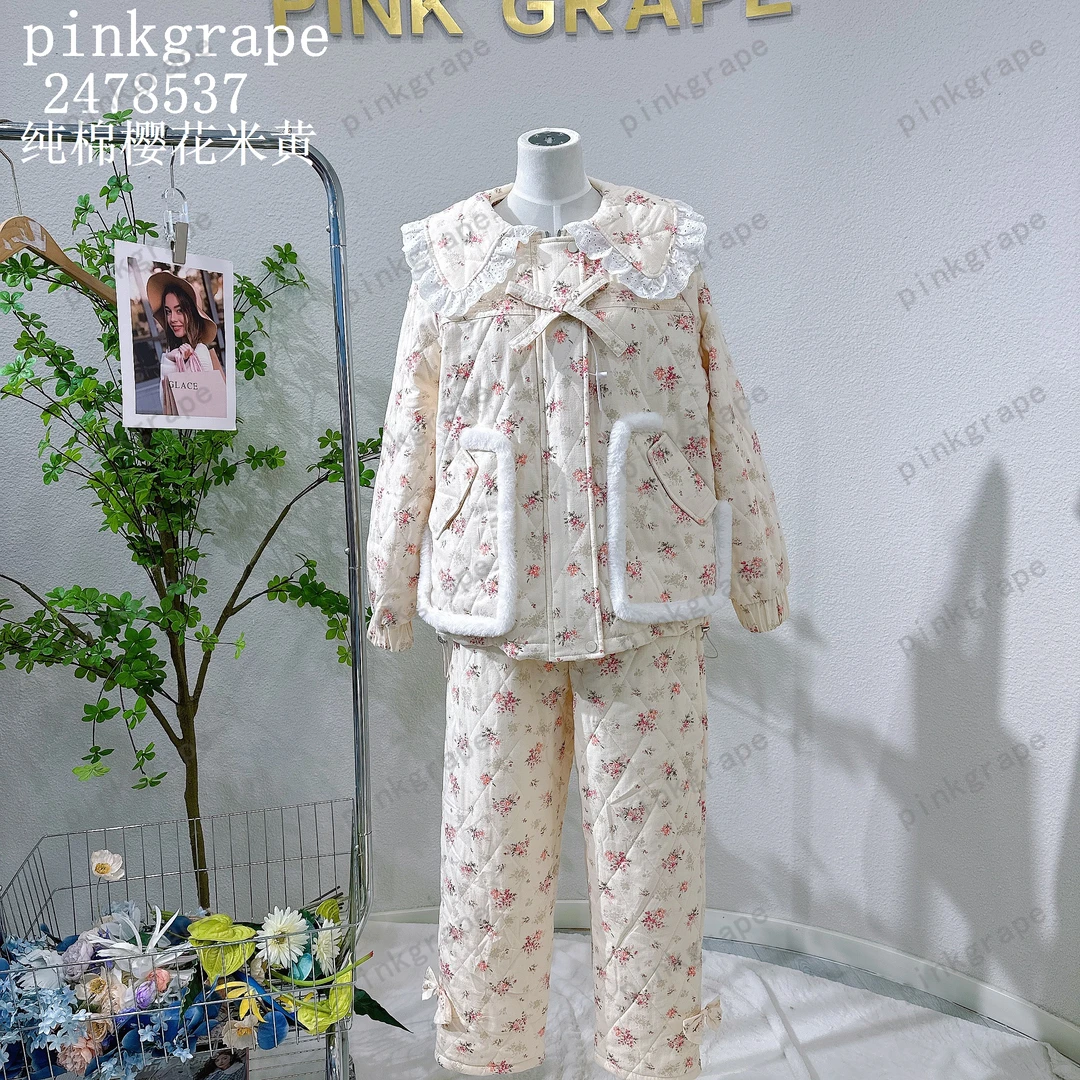 【樱花】薄棉睡衣2024年新款女士秋季纯棉家居服2478537