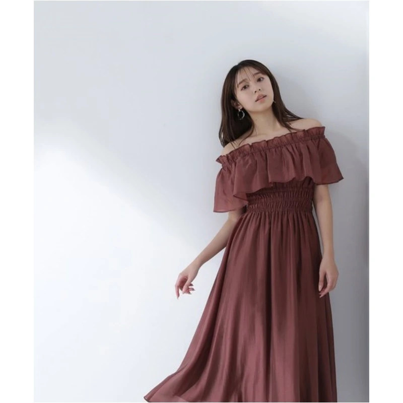 【DD外贸】夏季新款  N 气质显瘦荷叶边一字肩连衣裙