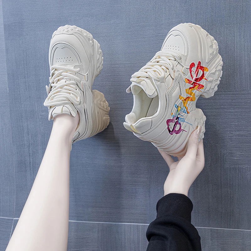 增高10cm老爹鞋女2024秋冬时尚百搭松糕鞋厚底运动休闲鞋6166-55