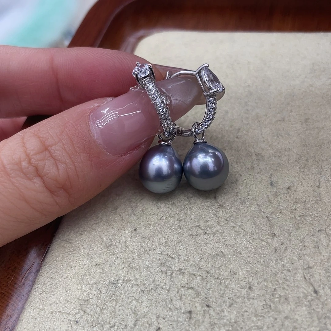 海水珍珠耳饰银S925镶嵌