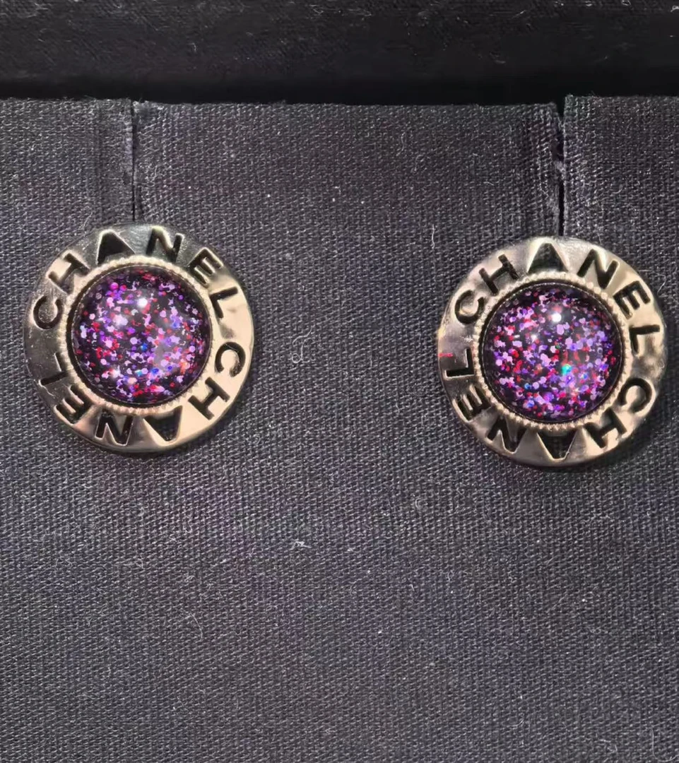 99新 Chanel/香奈儿 紫色星空耳钉/xm20131