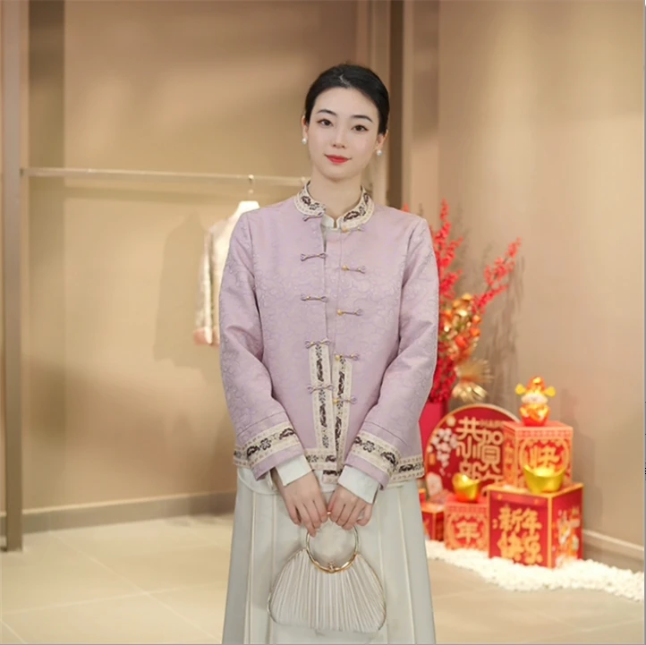 时尚气质新中式显瘦中国风复古外套3666