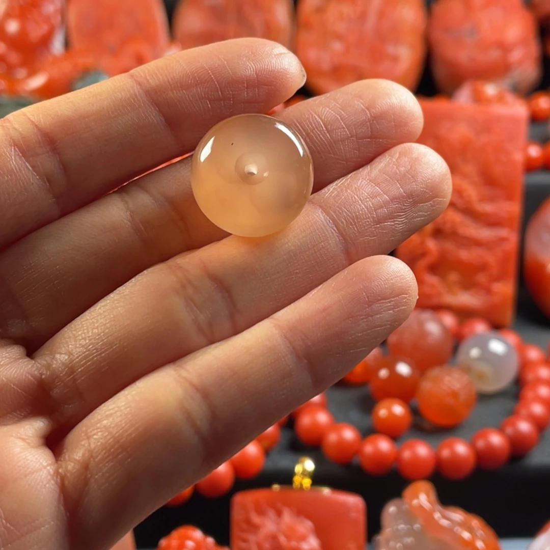 南红玛瑙未镶嵌天然原矿冰菊平安扣